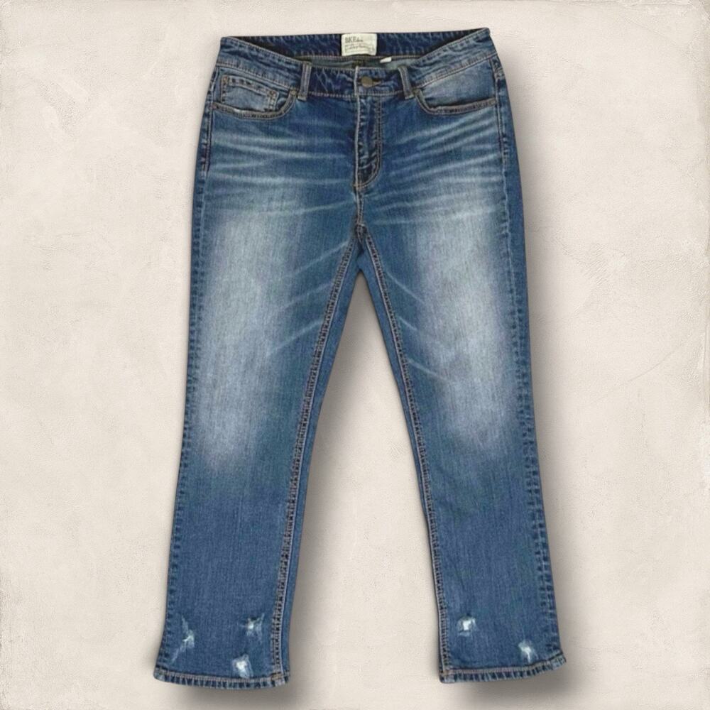 BKE Payton Distressed Crop Blue Jeans Womens 28 (31X26) Low Rise Denim ABK1629